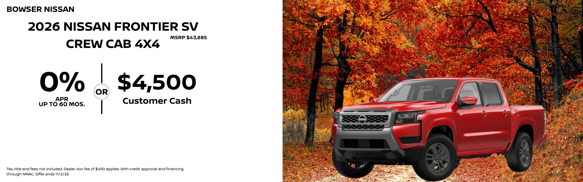 2026 Nissan Frontier SV Offers